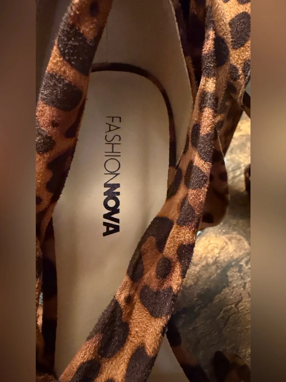 Fashion Nova Leopard Print Platform Lace-Up Heels - Brown